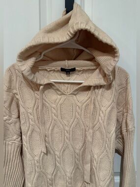 Fate Beige Cable Knit Hoodie Sweater